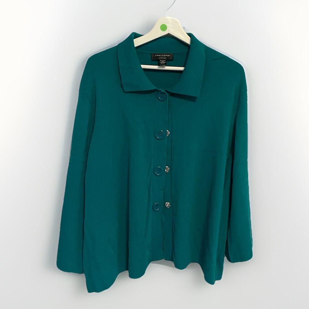 Cable & Guage Green Blue Button Down Shirt Size 3xl Viscose